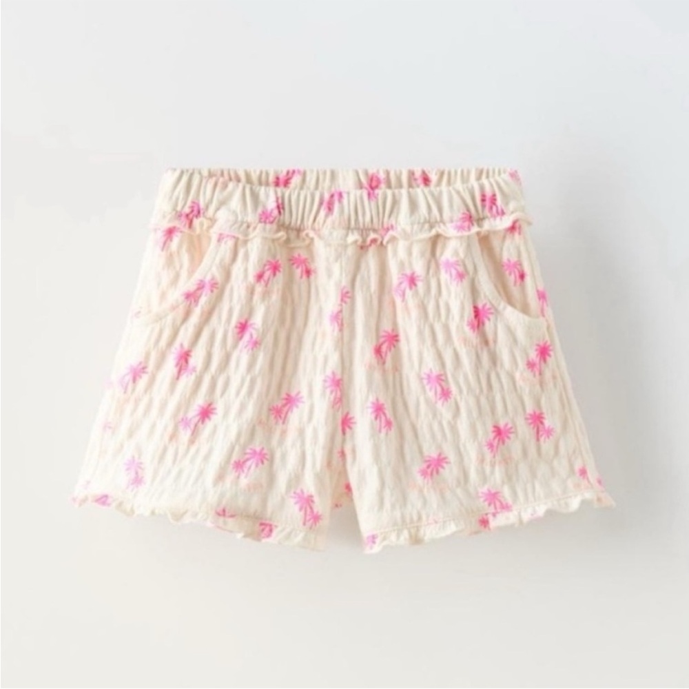 Zara Kids, Ecru, PALM TREE SHORTS